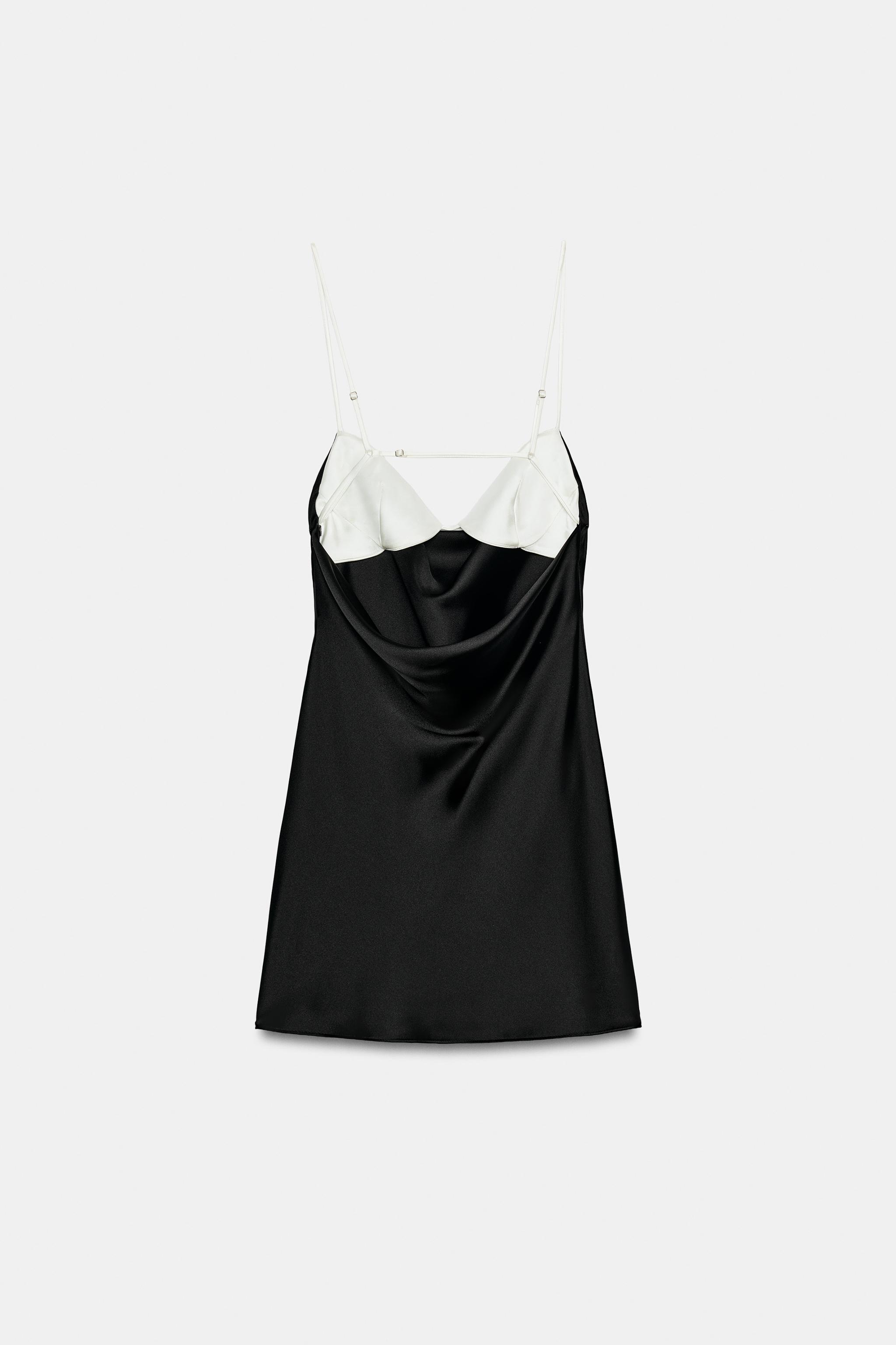COMBINATION SATIN EFFECT MINI DRESS
